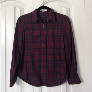 Madewell Plaid Half Zip Pullover Size S
